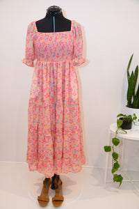 Belle Pink Puff Sleeves Dress (Sold Out)