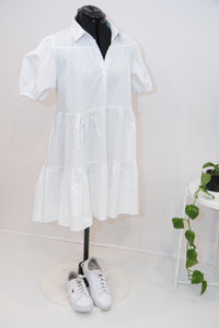Jolie White Bubble Sleeve Dress (Sold Out)