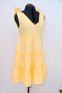 Endora Yellow Ruffles Sleeveless Dress